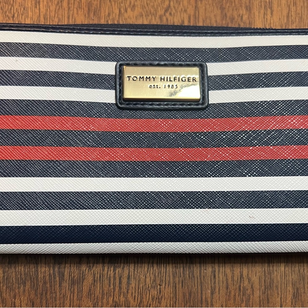 Tommy Hilfiger Navy and Red Striped Wallet